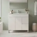 900Lx830Hx350Dmm Gloss White 2PAC MDF 2R/DW 2L/DR Freestanding Vanity