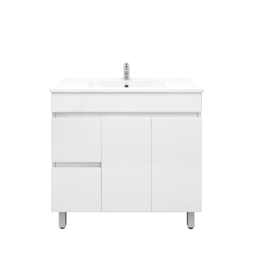 900Lx830Hx450Dmm Gloss White 2PAC MDF 2L/DW 2R/DR Freestanding Vanity
