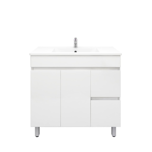 900Lx830Hx450Dmm Gloss White 2PAC MDF 2R/DW 2L/DR Freestanding Vanity