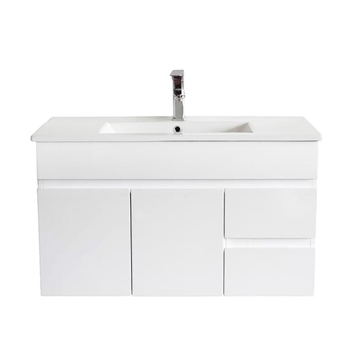 [92021/PVC94WR] 900Lx830Hx450Dmm Gloss White 2PAC PVC 2R/DW 2L/DR Wall Hung Vanity