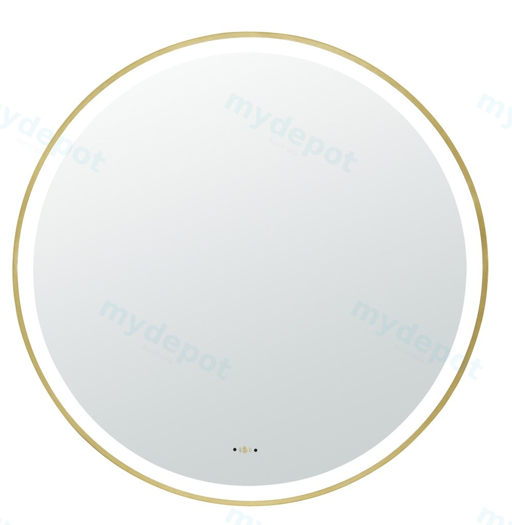 [55946] 900X900X32mm Brushed Gold Orbis Framed LED Mirror