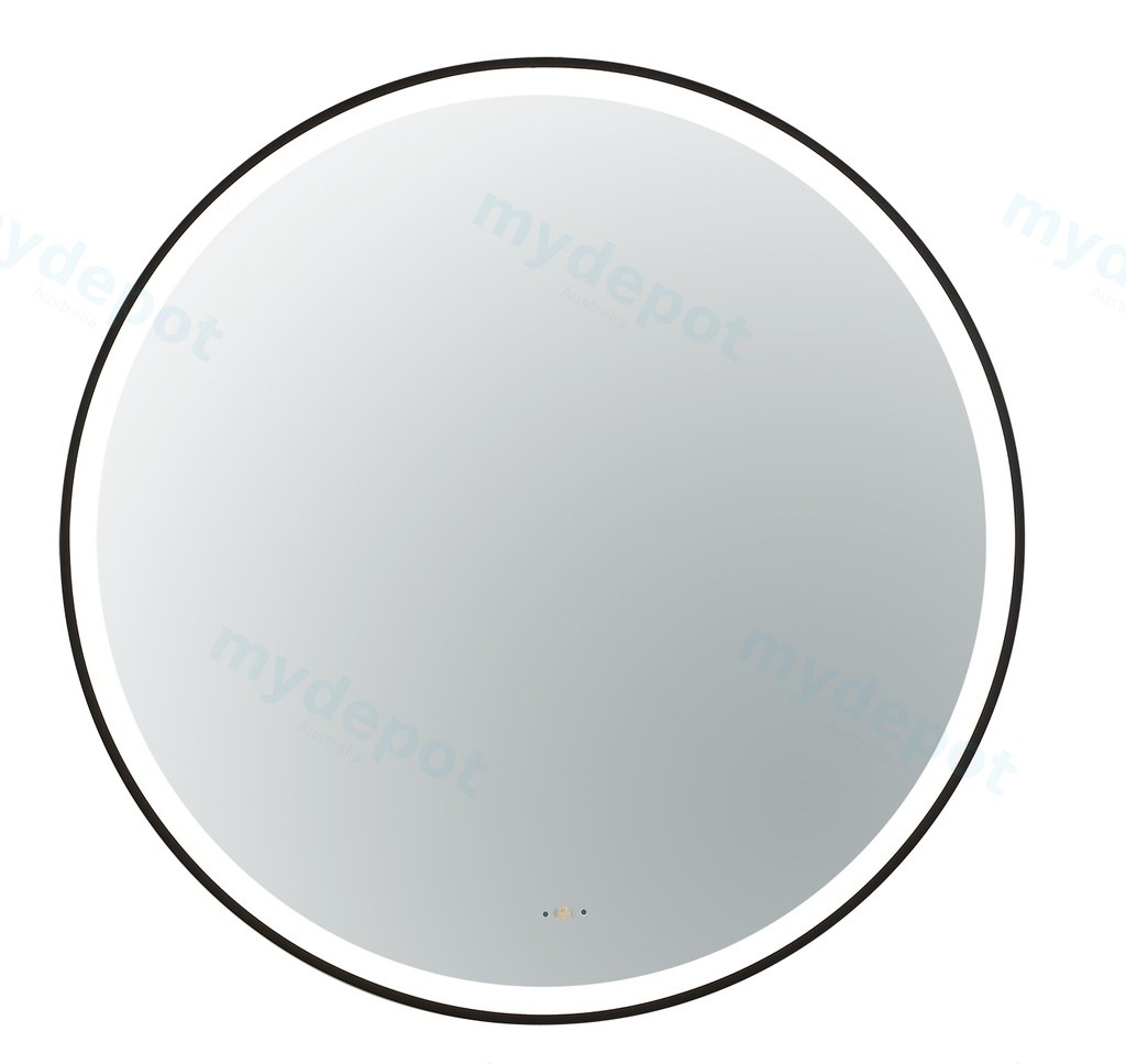[55943] 900X900X32mm Matte Black Orbis Framed LED Mirror