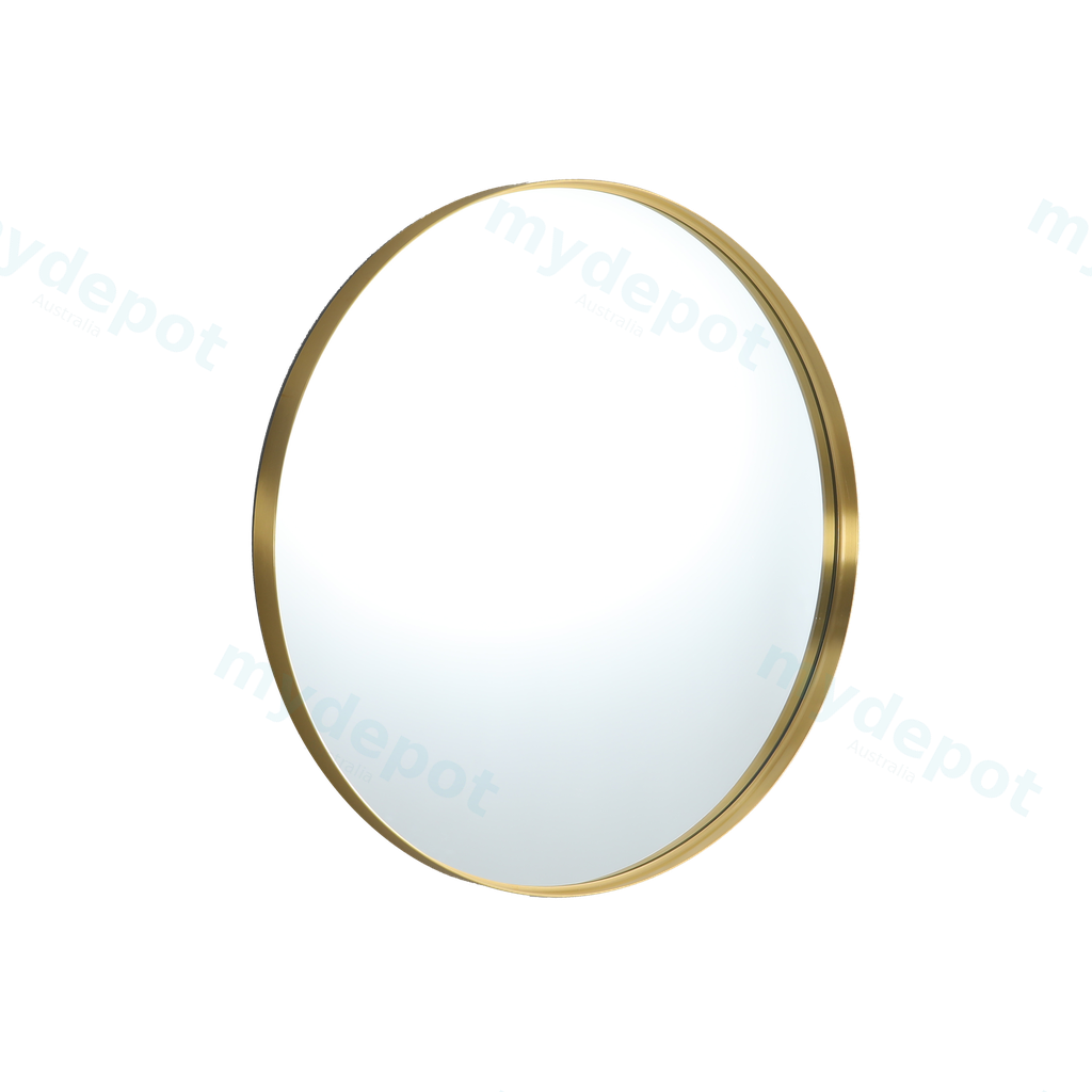 [55901] 900X900X35mm Burshed Gold Orbis Frame Mirror