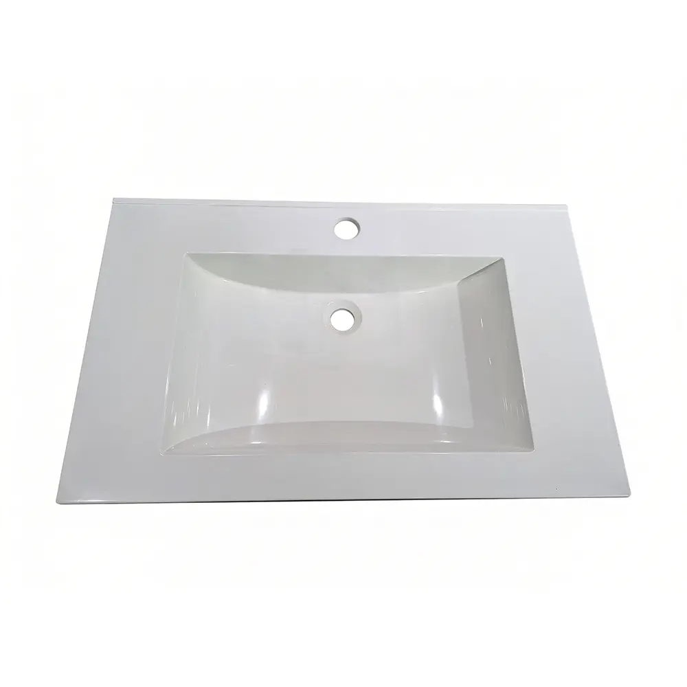 900mm Gloss White Glasstone Basin 1 Tap Hole Vanity Top