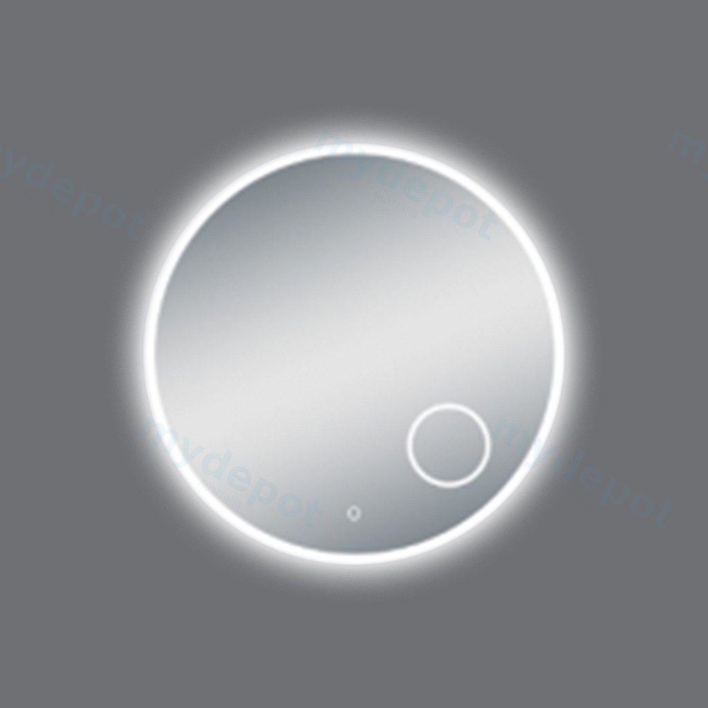 [41226] 900mm Round 3 Color Lighting Acrylic LED Mirror Touch Sensor Switch Defogger Pad Wall Mounted(Come with Magnifier)