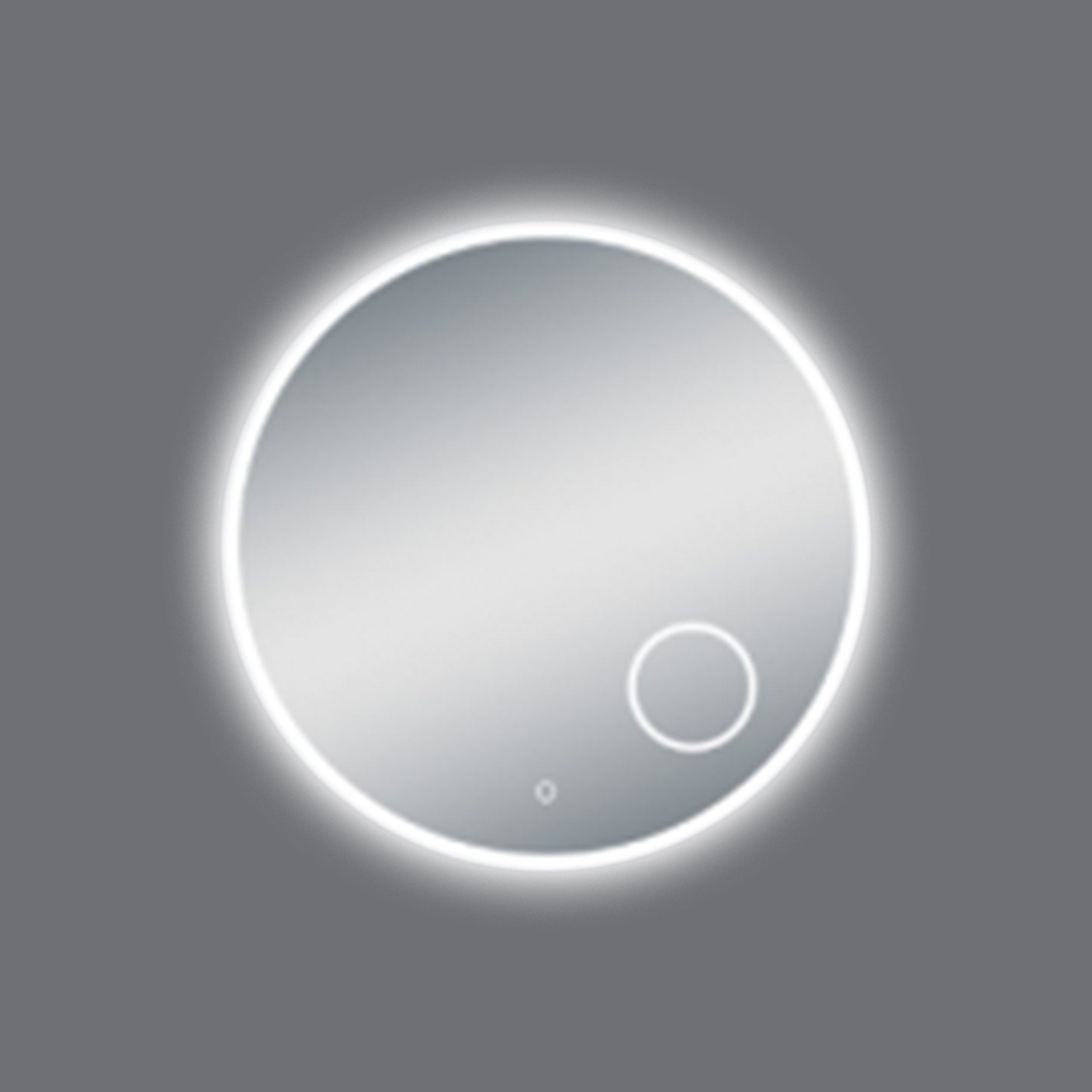 [41226] 900mm Round 3 Color Lighting Acrylic LED Mirror Touch Sensor Switch Defogger Pad Wall Mounted(Come with Magnifier)