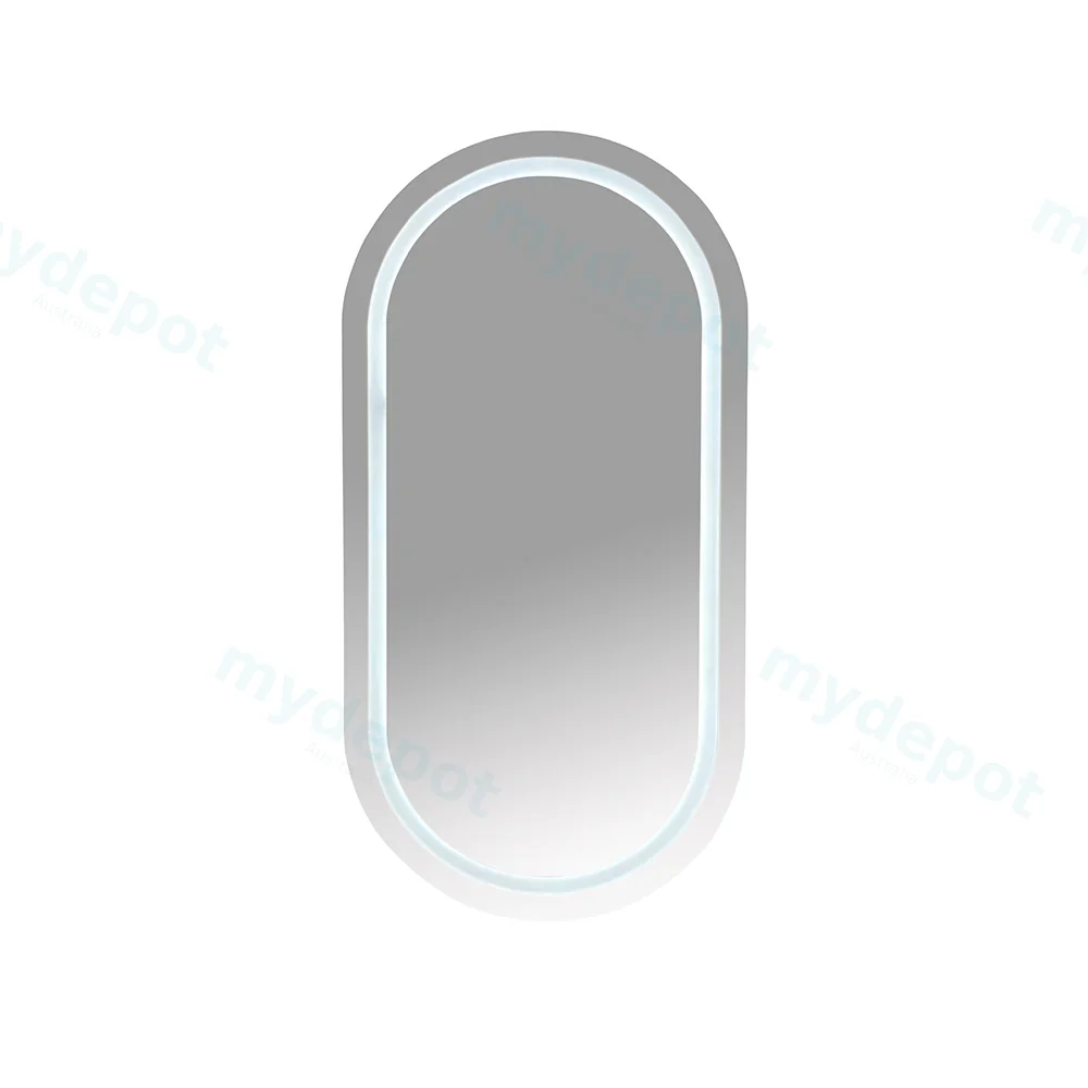 [50573] 900x450x160mm Matt White Athena LED Oval PVC Shaving Cabinet Single Door