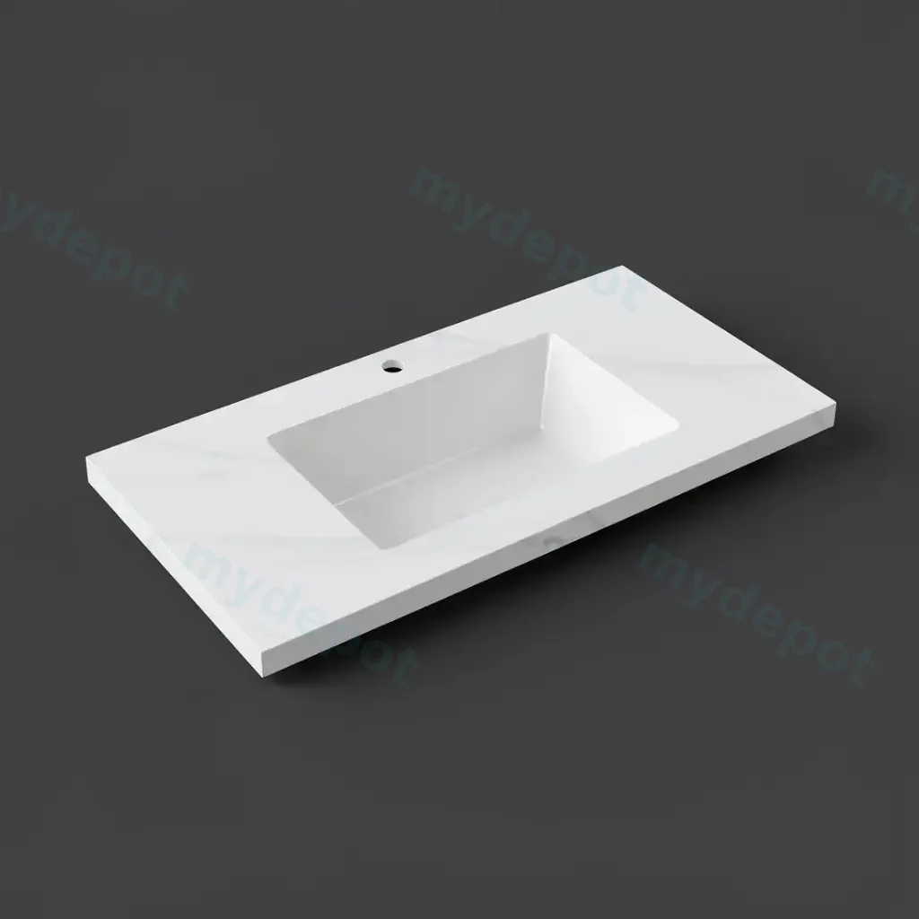 900x460x190mm Carrara White Sintered Stone Seamlessjoined With Fine Ceramic Basin