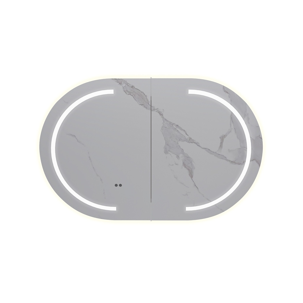 900x600x150mm Oval Matte White MDF 2/DR LED Shaving Cabinet