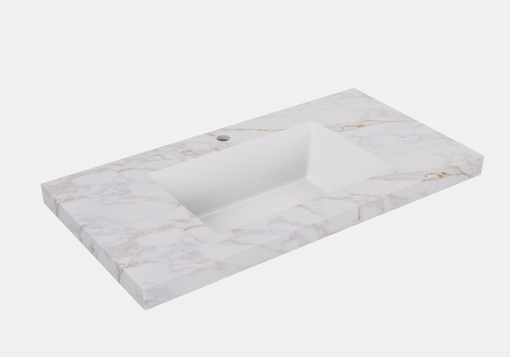 [56426] 905X465X50mm Carrara Gold Sintered Stone Semless Joined With Fine Ceramic Basin Stone Single Bowl