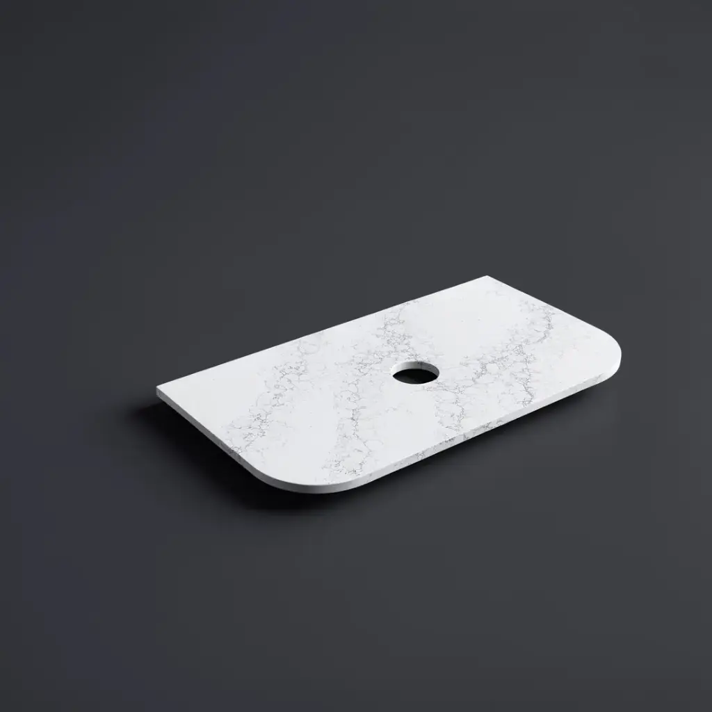 905X505X20mm Calacatta White (WG486) Zero Silica Engineer Curve Stone Top