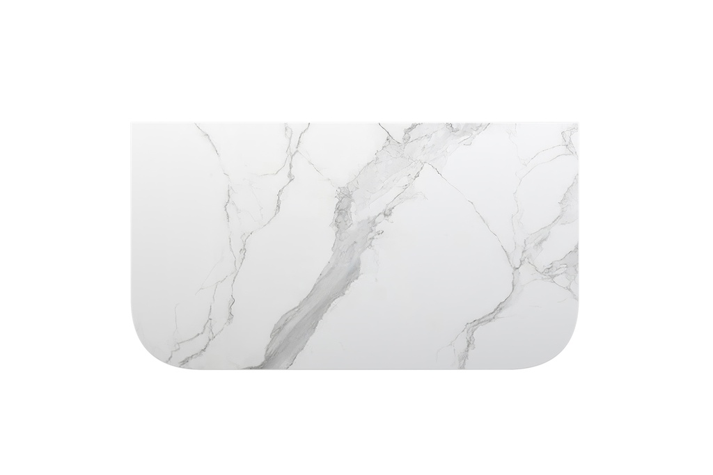[90180/KC95ST-WM] 910x503x15mm White Marble Look Sintered Stone Top Matte Finish Rounded Corner Benchtop