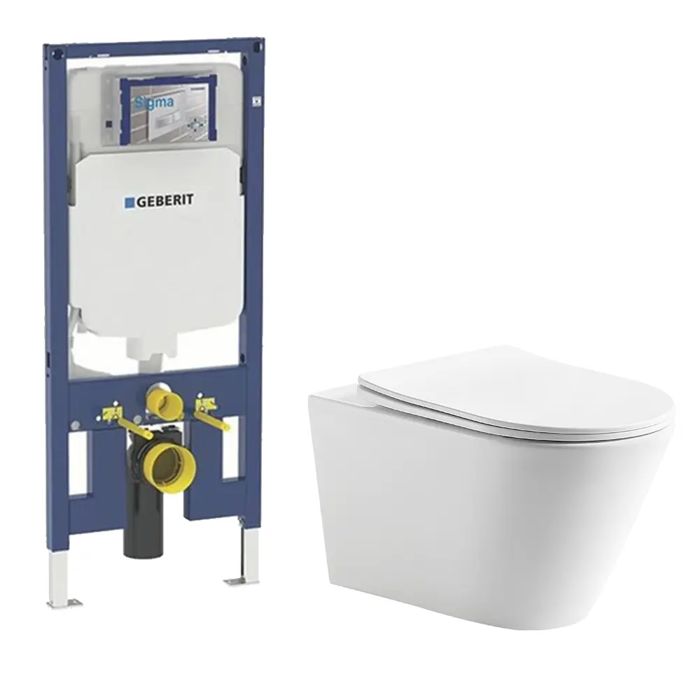 Agena Geberit Inwall Wall Hung Toilet Suite Agena Tonardo Rimless Flush Wall-Hung Pan