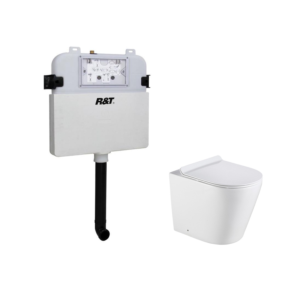 Agena R&T Inwall Floor Toilet Suite Pan:Gloss White Rimless Floor Pan