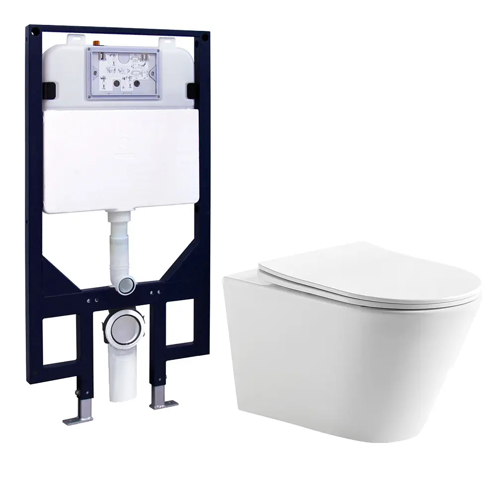 Agena R&T Inwall Wall Hung Toilet Suite Agena Tonardo Rimless Flush Wall-Hung Pan