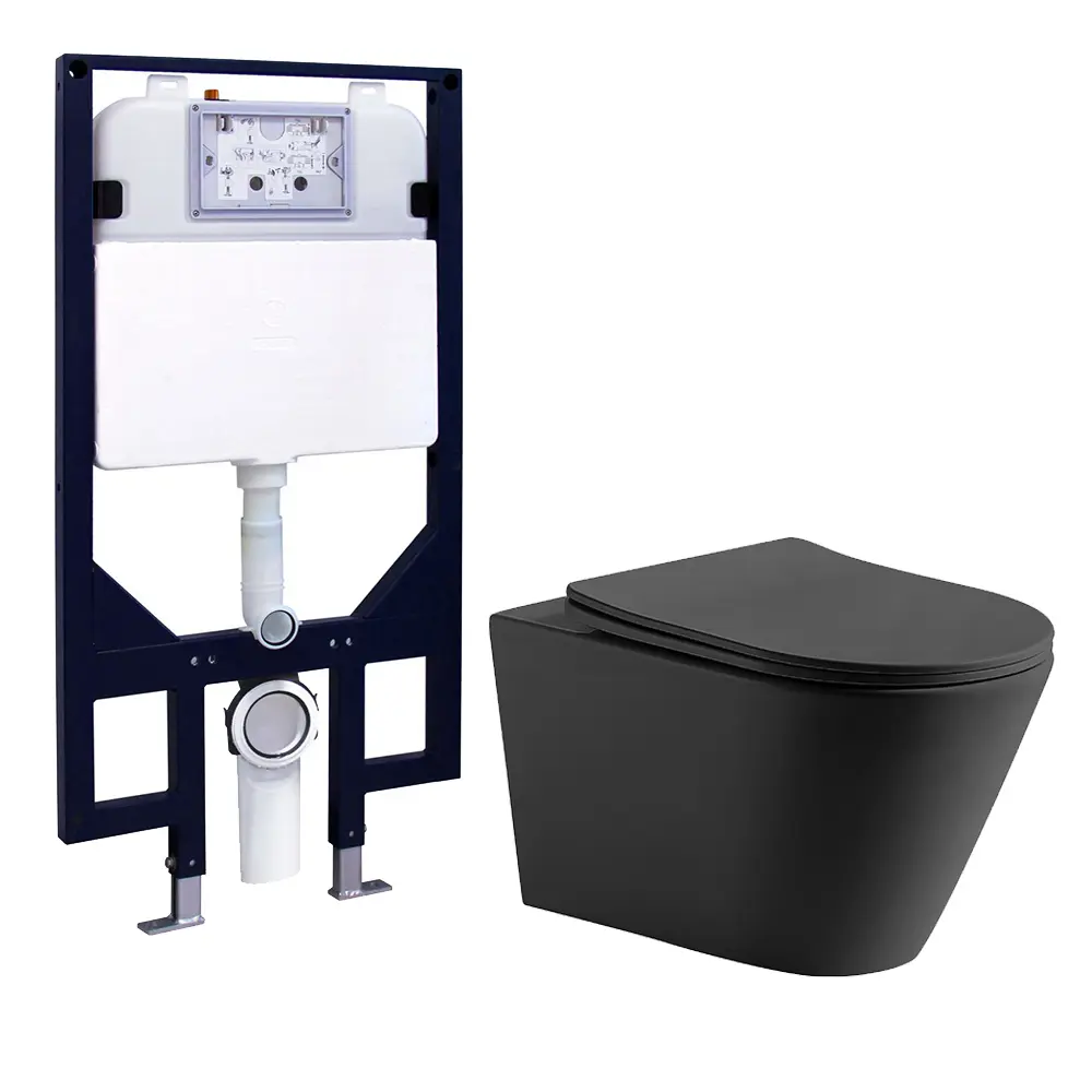 Agena R&T Inwall Wall Hung Toilet Suite Agena Tonardo Rimless Flush Wall-Hung Pan