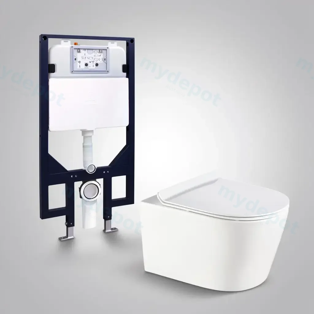 [56214] Agena R&T Inwall Wall Hung Toilet Suite Pan:Gloss White Rimless Wall Hung Pan