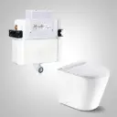 Agena R&T Lower Counter Inwall Floor Toilet Suite Gloss White Rimless Floor Pan