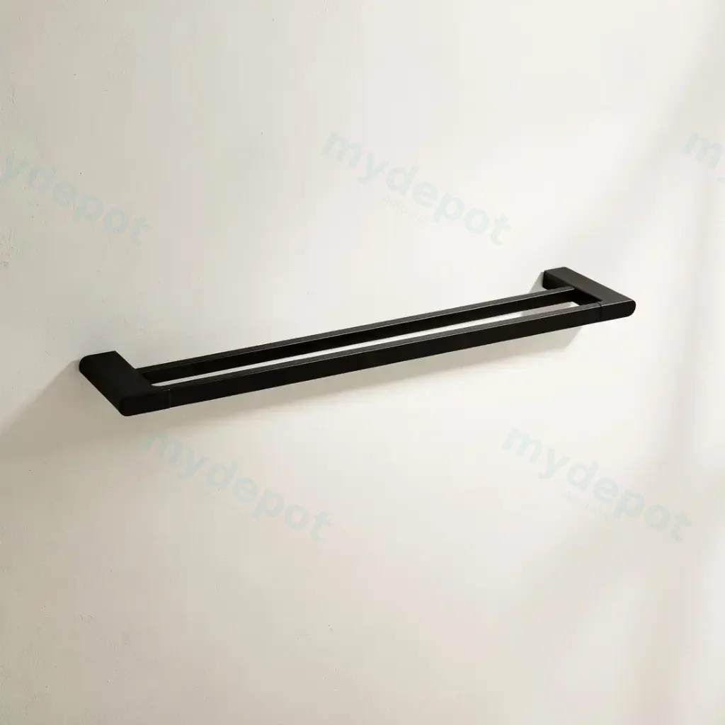 Au Black Double Towel Rail 600mm