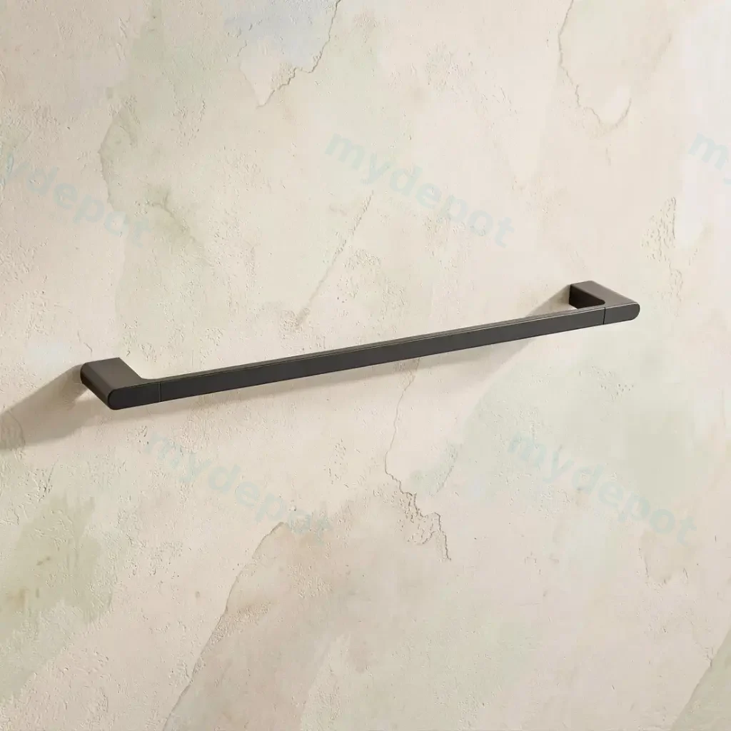 Au Black Single Towel Rail 600mm