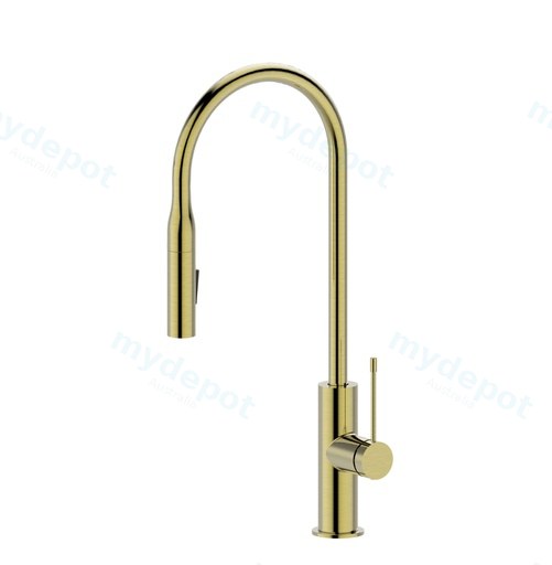 [43718] Aziz Pull Out Sink Mixer Brushed Gold