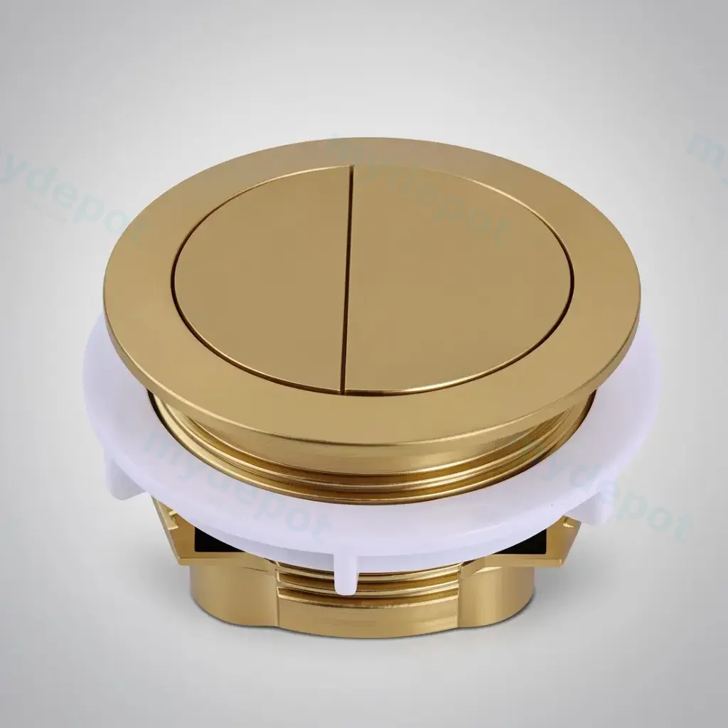 BTW Cistern Brushed Gold Round Button