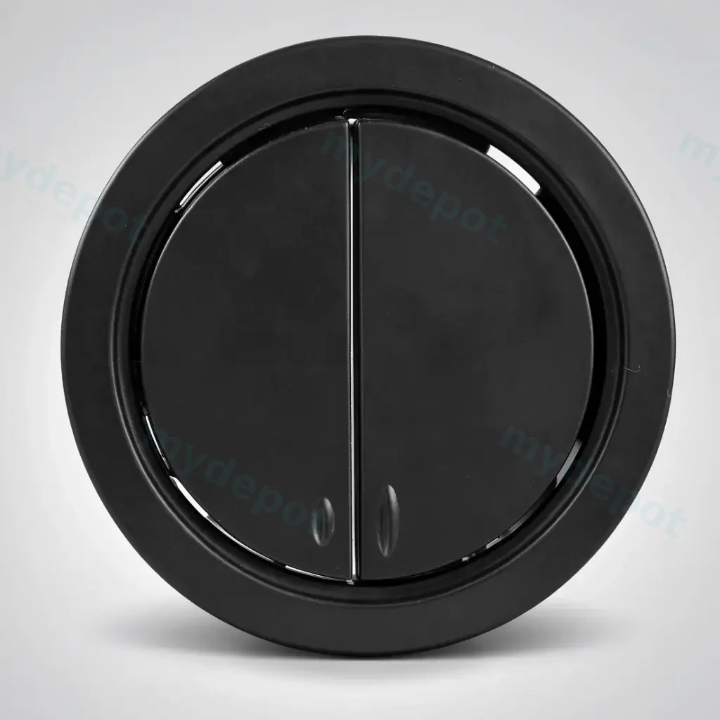 BTW Cistern Matt Black Round Button
