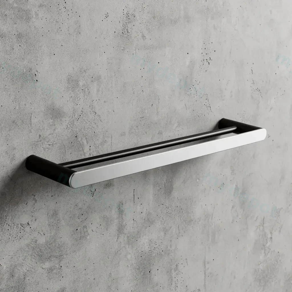 Bellino Chrome & Matte Black 600mm Double Towel Rail