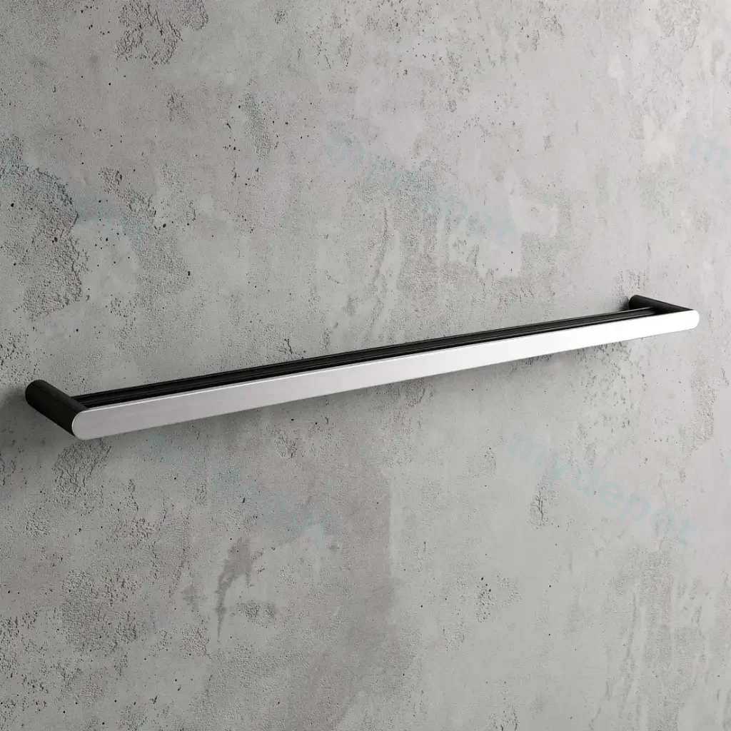 Bellino Chrome & Matte Black 800mm Double Towel Rail