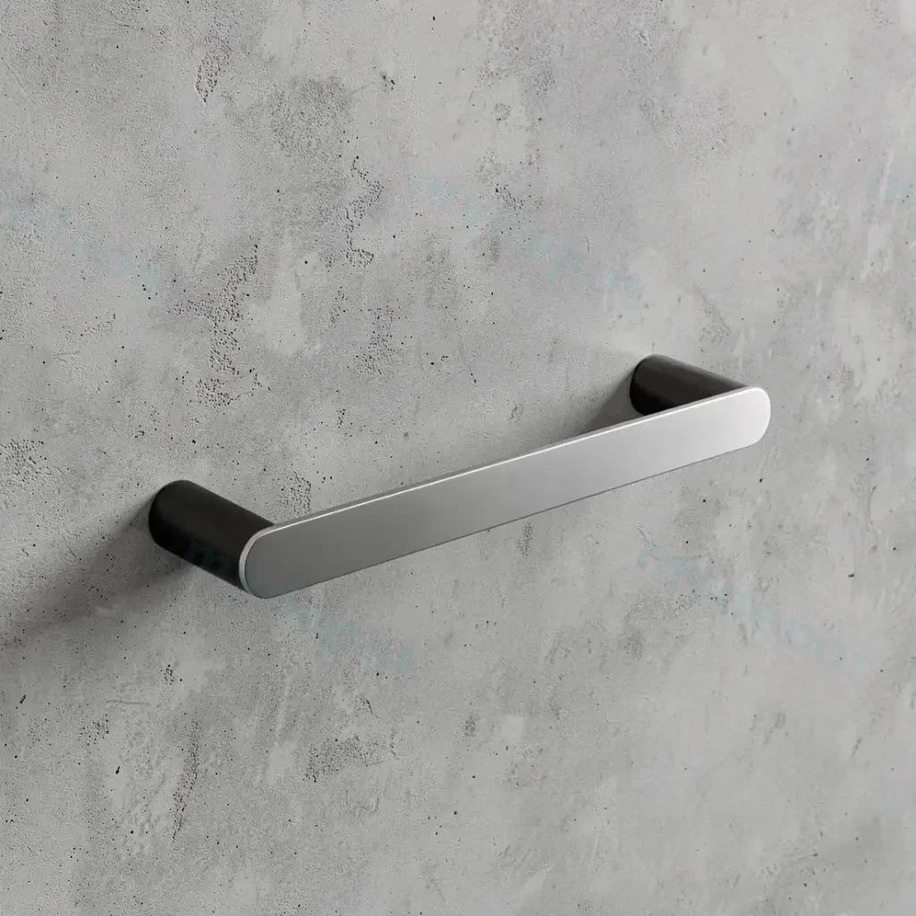 Bellino Chrome & Matte Black Hand Towel Rail 300mm