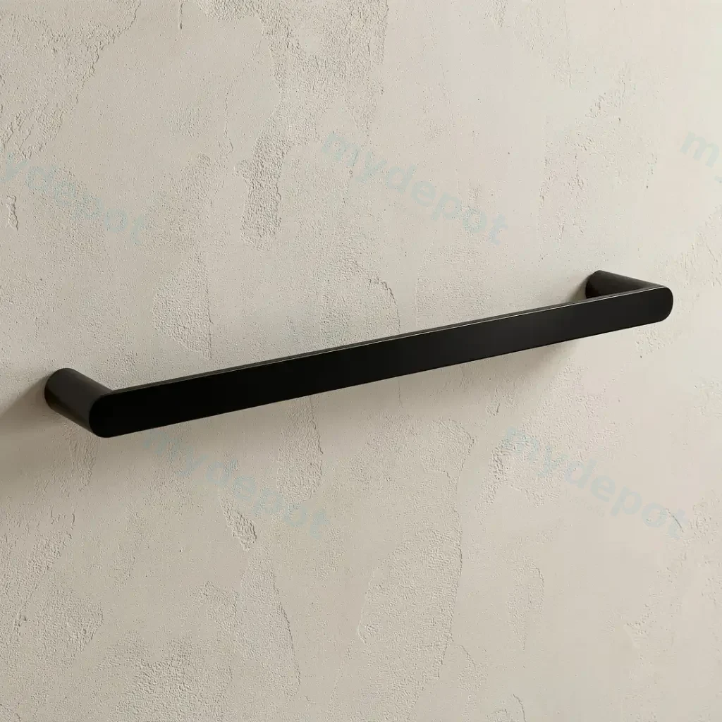 Bellino High Gloss Black 600mm Single Towel Rail