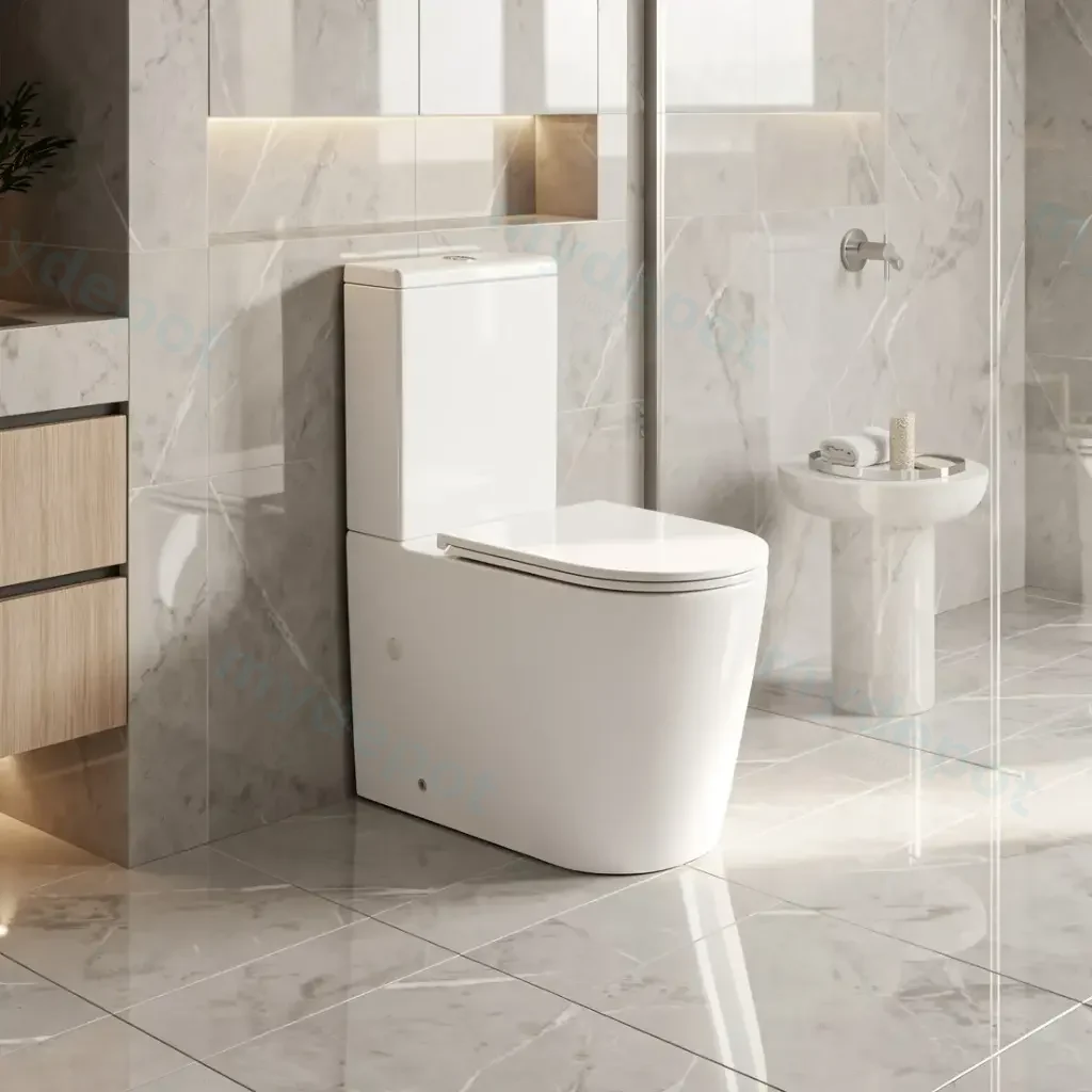[50331] Berlin Matt White Back To Wall Toilet Suite Quiet Flushing Technology