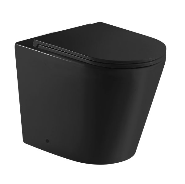 Berlin99 Matt Black Floor Pan With Slim UF Seat Cover Quiet Flushing Technology