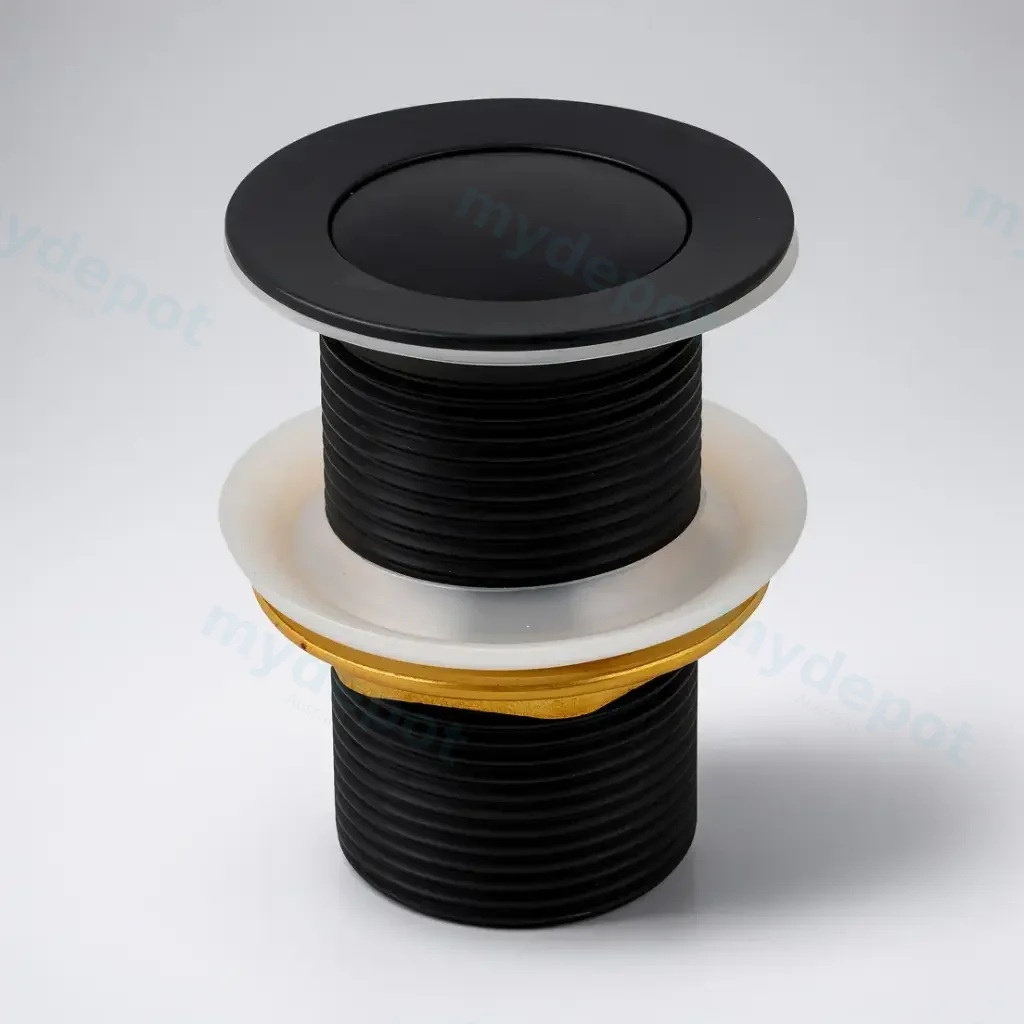Black 32/40mm Solid Brass Basin Pop Up Waste with NO Overflow