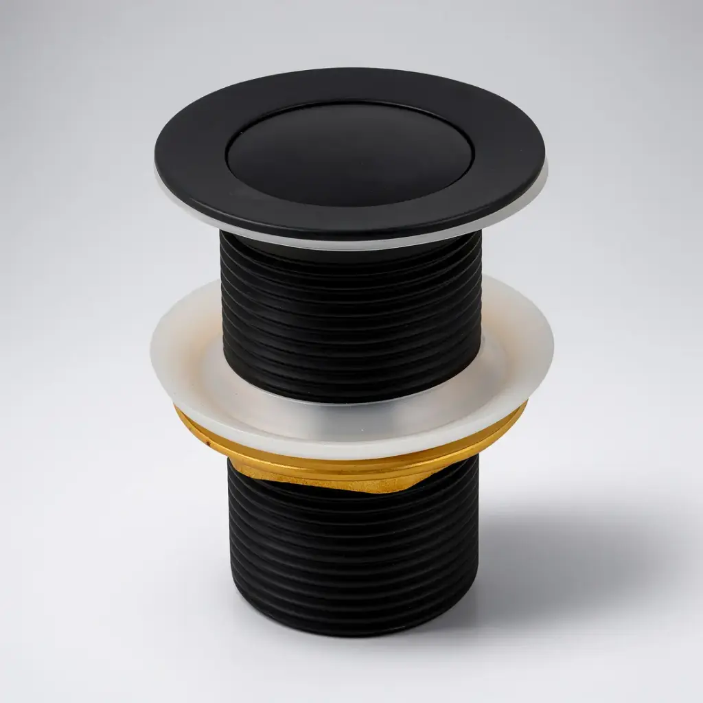 Black 32/40mm Solid Brass Basin Pop Up Waste with NO Overflow