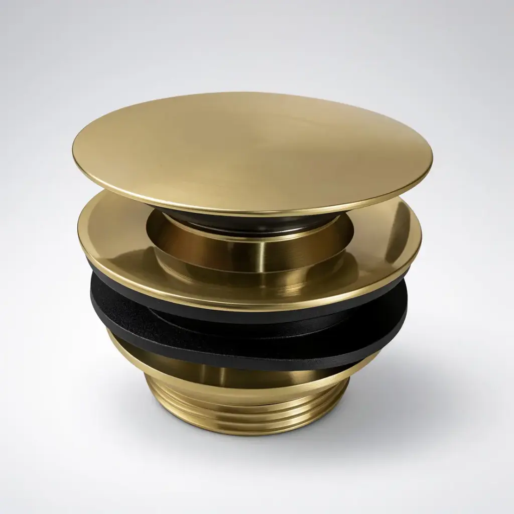 [70061/MBP40BG-NF] Brushed Gold Mushroom Solid Brass 40mm Bathtub Pop Up Waste Plug Non Overflow