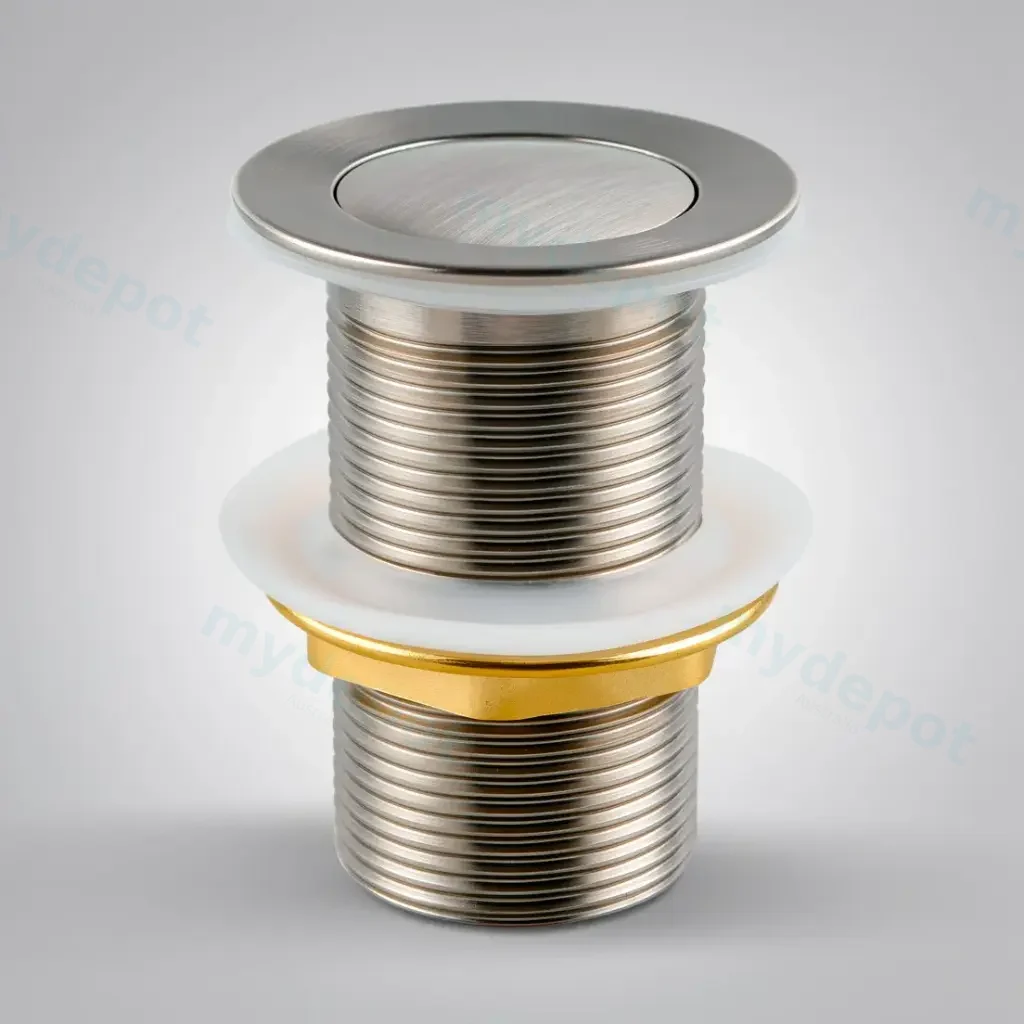 [41089] Brushed Nickel 32/40mm Solid Brass Basin Pop Up Waste with NO Overflow