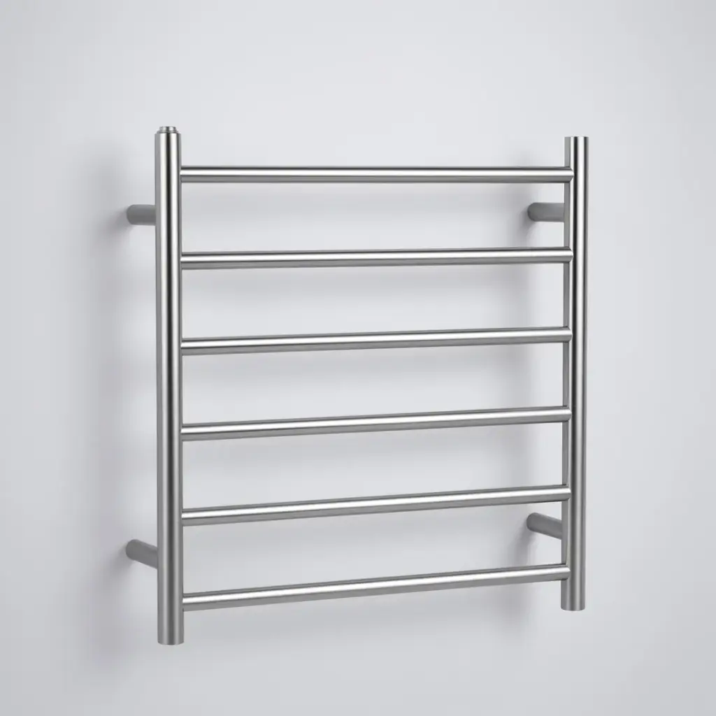 Brushed Nickel Black Electric Heated Towel Rack 6 Bars