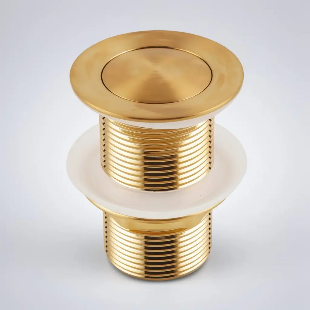 Brushed Yellow Gold32/40mm Solid Brass Basin Pop Up Waste with NO Overflow