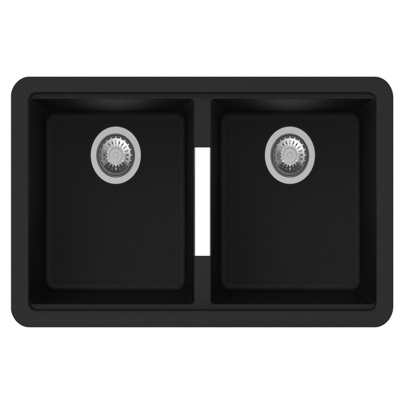 Carysil CGDB Black Double Bowl Granite Kitchen Sink 824*481*241mm
