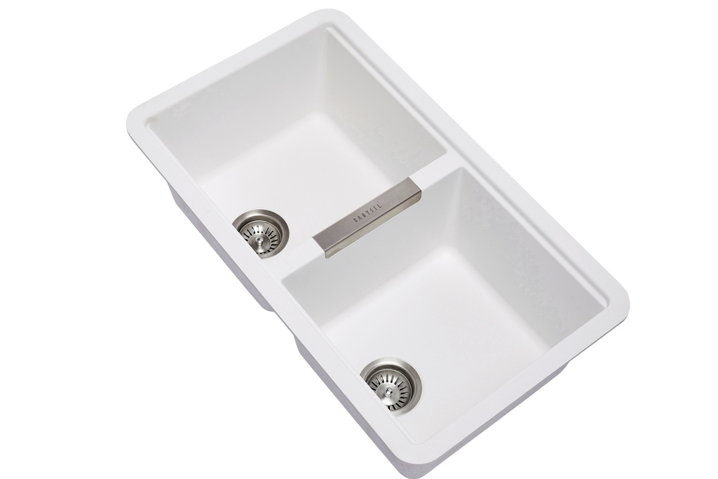 Carysil CGDB White Double Bowl Granite Kitchen Sink 824*481*241mm