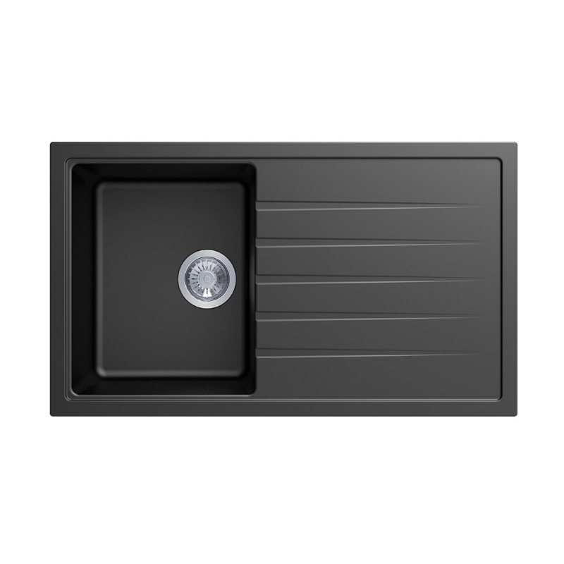[40557] Carysil Vivaldi Black Single Bowl with Drainer Granite Kitchen Sink 860*500mm
