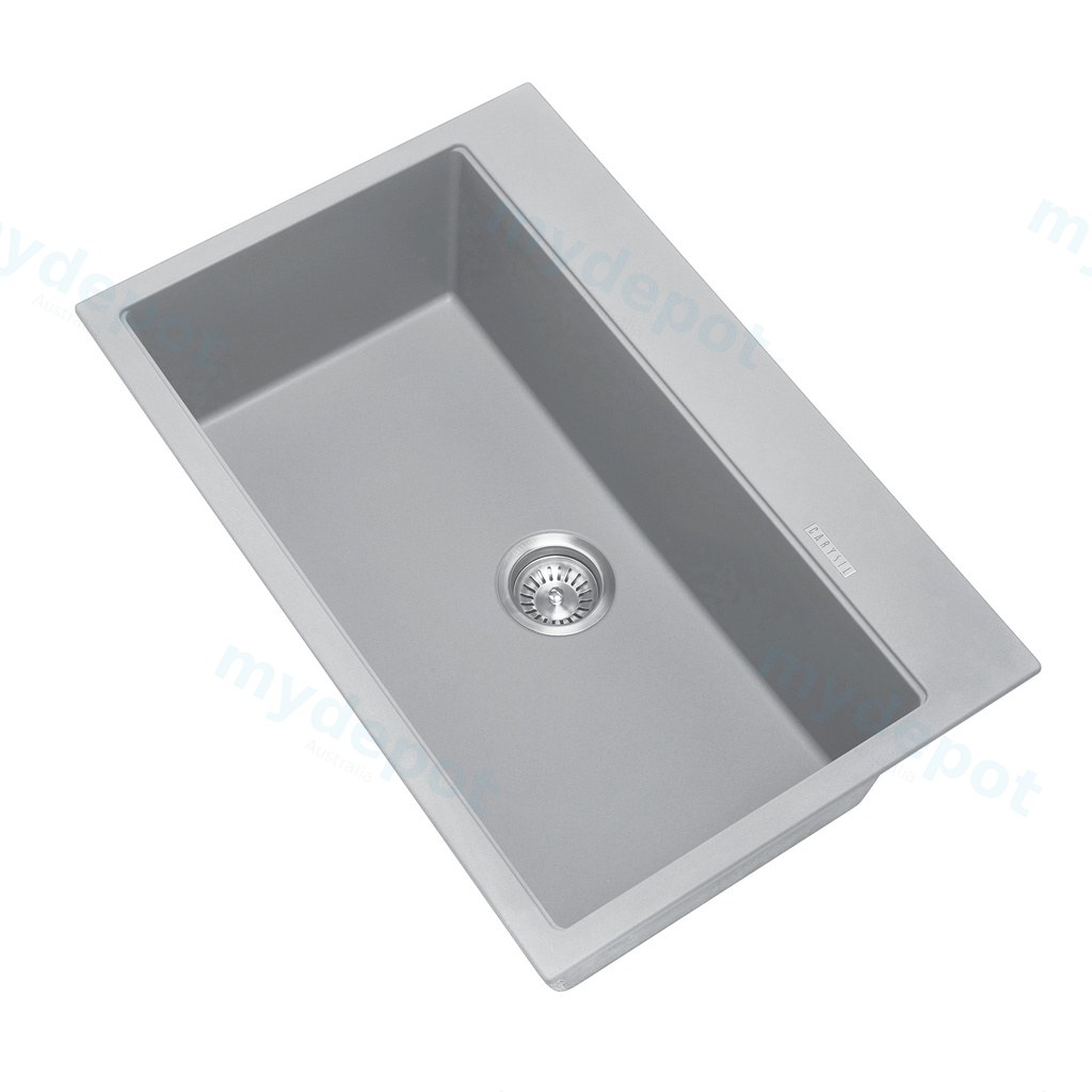 [40553] Carysil Waltz Concrete Grey Single Bowl Granite Kitchen Sink 780*510*220mm