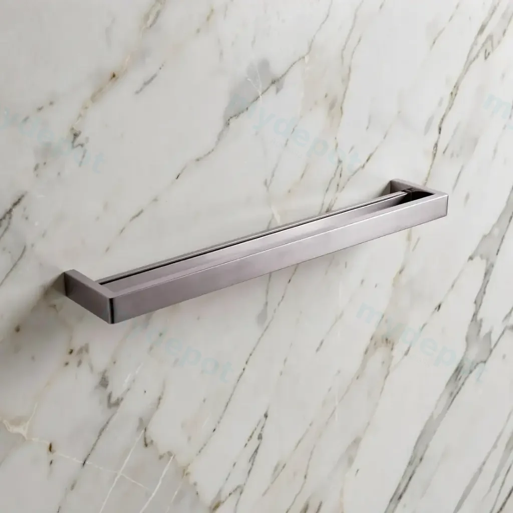 [41033] Cavallo Brushed Nickel Square Double Towel Rail 600mm