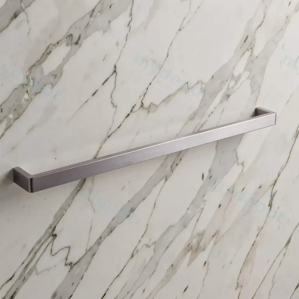 Cavallo Brushed Nickel Square Single Towel Rail 800mm