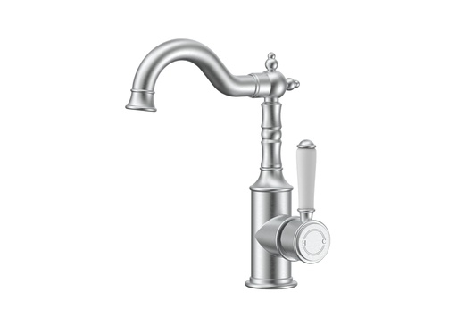 Clasico Basin Mixer Ceramic handle in Brushed Nickel