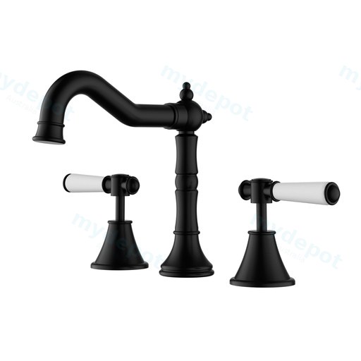 [44308] Clasico Basin Set Ceramic Hahdle Matt Black Lead Free
