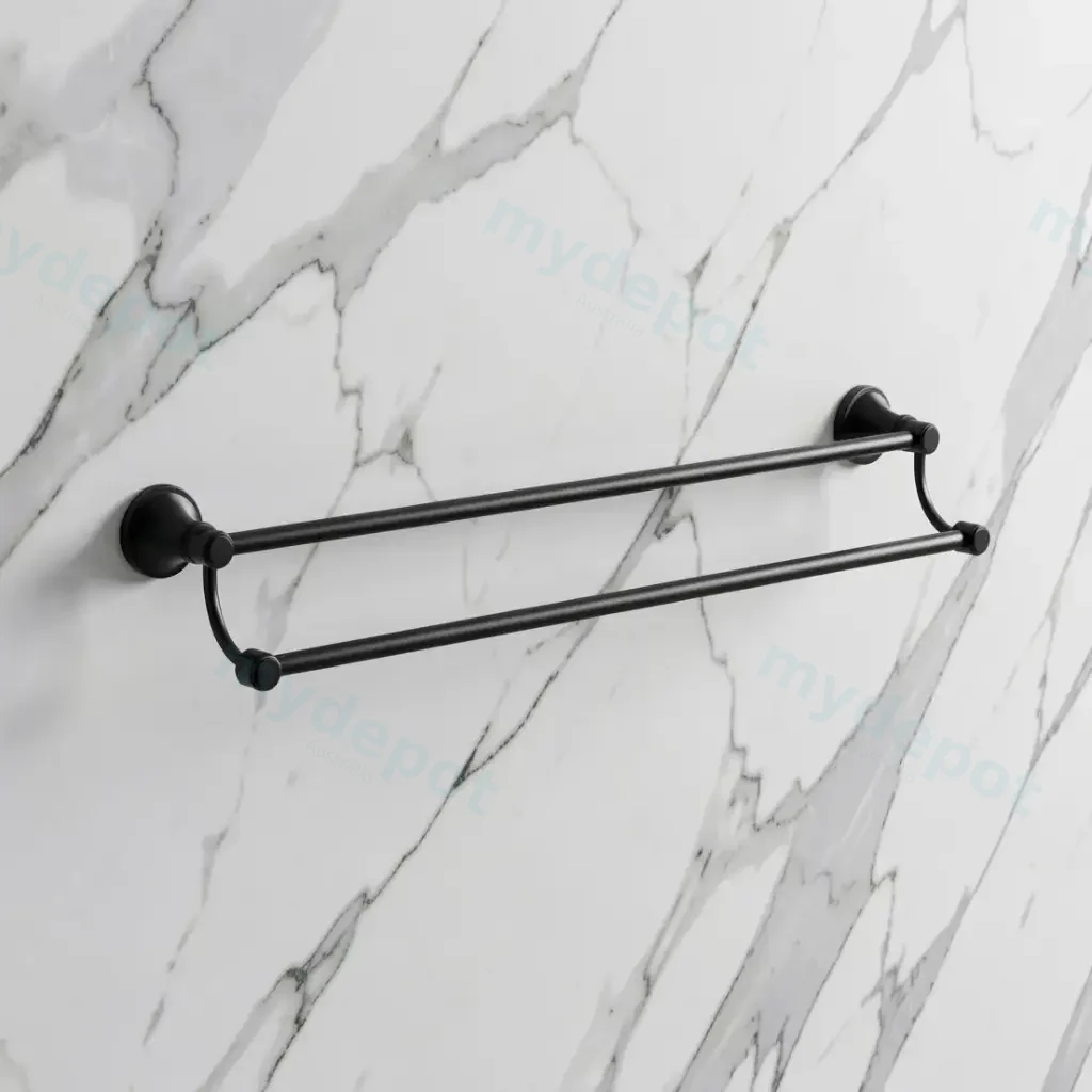 [44199] Clasico Double Towel Rail 600mm in Matt Black