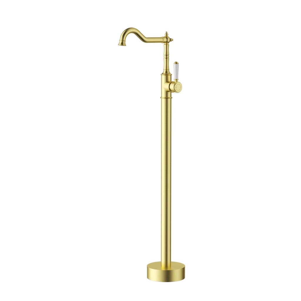 Clasico Free Standing Bath Mixer Brushed Gold With Ceramic Handle