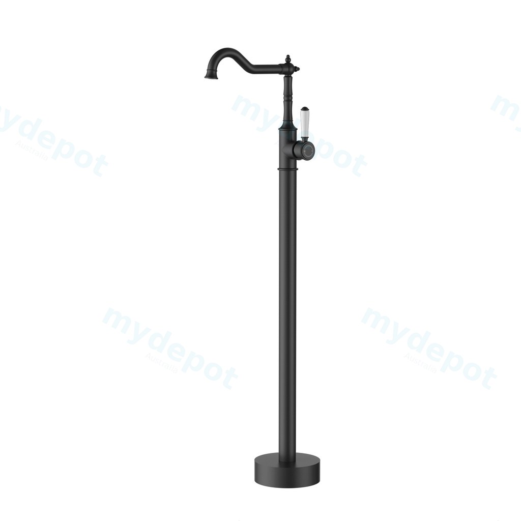 [44752] Clasico Free Standing Bath Mixer Matt Black With Ceramic Handle